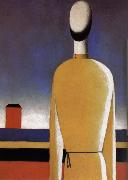Kasimir Malevich The Half-length wear a yellow shirt oil